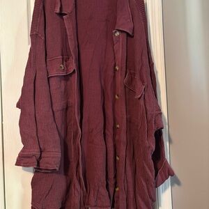 Terra & Sky Women's Shacket in Burgundy